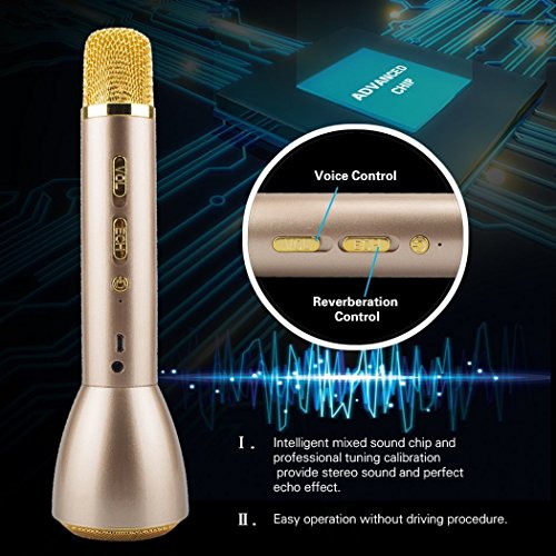Wireless Karaoke Microphone, Handheld Bluetooth Speaker Player Recording Machines for Kids Adult Music Singing Playing, Home KTV Usb Karaoke System Support IPhone/Android/IOS/Smartphone