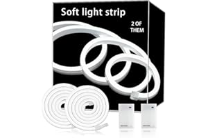 EUGOBRTEN LED Neon Lights White 5V/6.6ft(2 * 1M), Flexible Diffuser, Cuttable & Bendable Waterproof Silicon, for Decor, Indirect Lighting & Sign Custom
