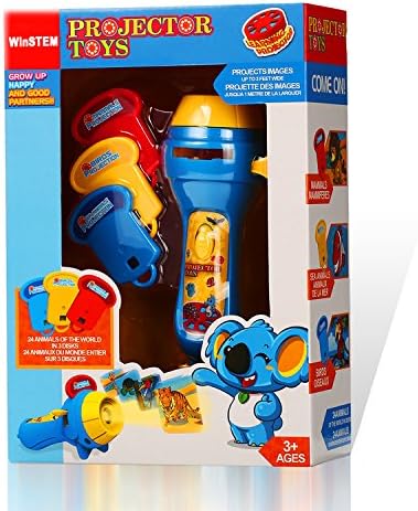 WinSTEM Projector Flashlight Baby Sleep Animal Slide Show Stem Preschool Toys for Kids（Blue&amp;Yellow）