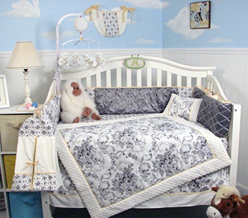 SoHo Royal Buckingham Toile Baby Crib Nursery Bedding Set 14 pcs included Diaper Bag with Changing Pad & Bottle Case