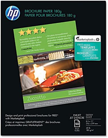 HP C6817A Brochure Inkjet Paper,48 Lb,8-1/2"x11",89GE/100 ISO,50/PK,WE