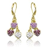Dangle Earrings Girls Jewelry Sets Crystal Hearts Fashion Jewelry 14k Gold Plated- Best Christmas Gifts