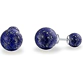 LONAGO Lapis Lazuli Stud Earring Sterling Silver Double Sided Lapis Stud Earrings Jewelry Gift for Women