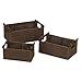 Household Essentials Decorative Woven Baskets Set of 3, Paper Rope with Wood Handles and Metal Frame, Small, Medium and Large, Brown