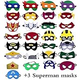Superhero Mask - 32 (29 + 3 Superman Masks), Gifts for Kids, Children's Birthday Party Supplies