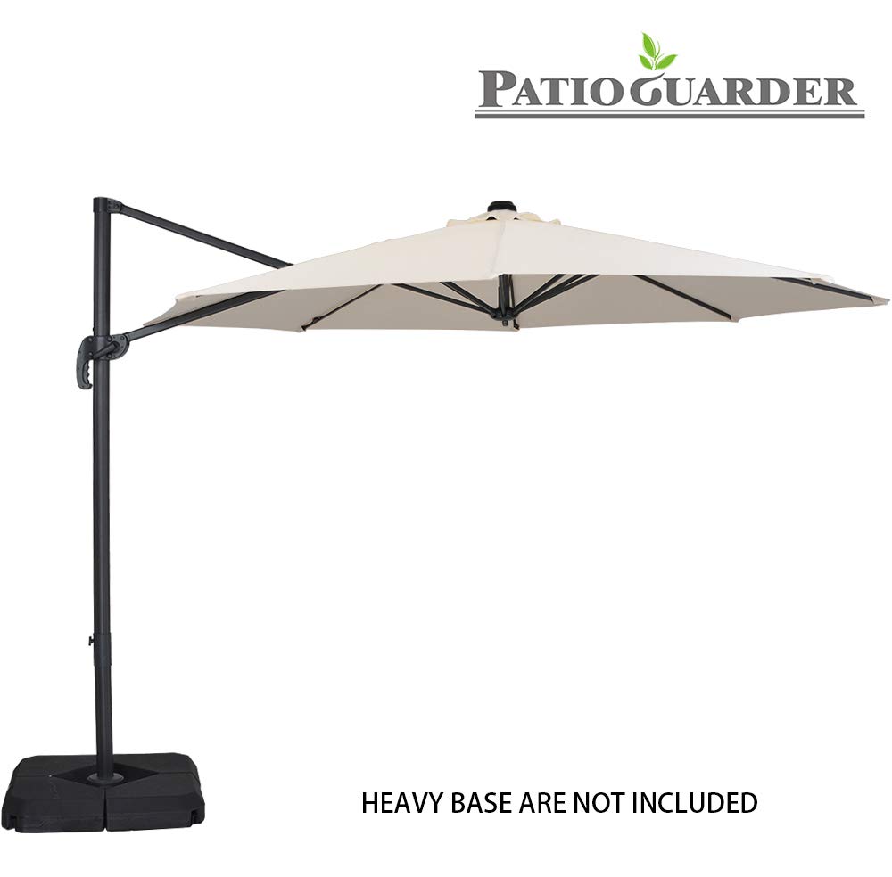 Patioguarder 10x 10 Feet 360 Degree Rotating Patio Umbrella Rectangular Offset Cantilever Umbrella With Easy Tilt White Beige Amazon In Garden Outdoors