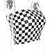 malianna Women Black and White Plaid Sexy Strapless Tube Top