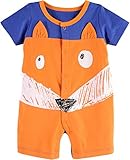 Fiream Baby Boys Summer Short Sleeve Animals Romper(Fox,6M)