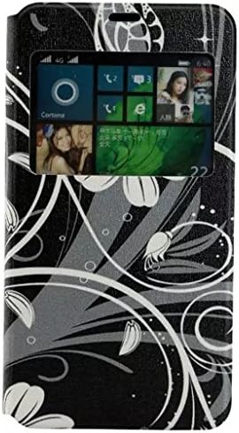 Lumia 640 XL Case,Ngift Nokia Lumia 640 XL Case Flower [Slim Fit] Window View PU Leather Case Flip Cover Folio Case for Microsoft Nokia Lumia 640 XL Case