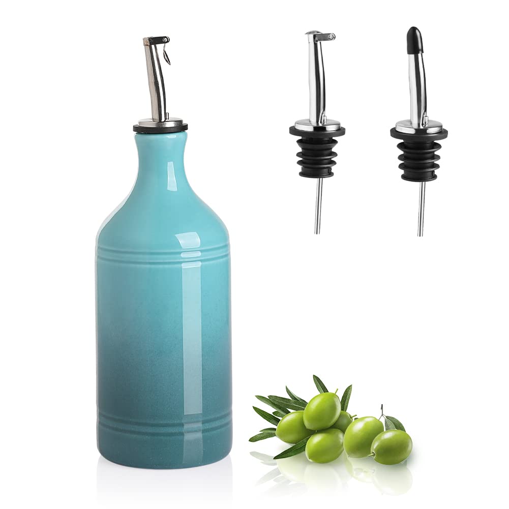 Sweejar Home Porcelain Olive Oil Dispenser Bottle, Opaque Oil Cruet Protects Oil To Reduce Oxidation, Suitable For Storage Of Oil, Vinegar, Soy Sauce And Other Liquids, 1 Piece, 460ml(Gradient Blue) โ image 1
