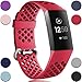 Wepro Band Compatible with Fitbit Charge 4 Bands for Women Men, Compatible with Fitbit Charge 3 Bands, Waterproof Breathable Holes Sport Strap for Charge 4/Charge 3/Charge 3 SE, Small, Large