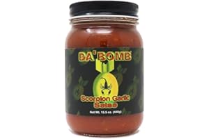 Da'Bomb - Scorpion Garlic Pepper Salsa - 15.5 oz Bottles - Made in USA with Habanero & Jolokia Peppers- Non-GMO, Gluten Free, Sugar Free, Keto - Pack of 1