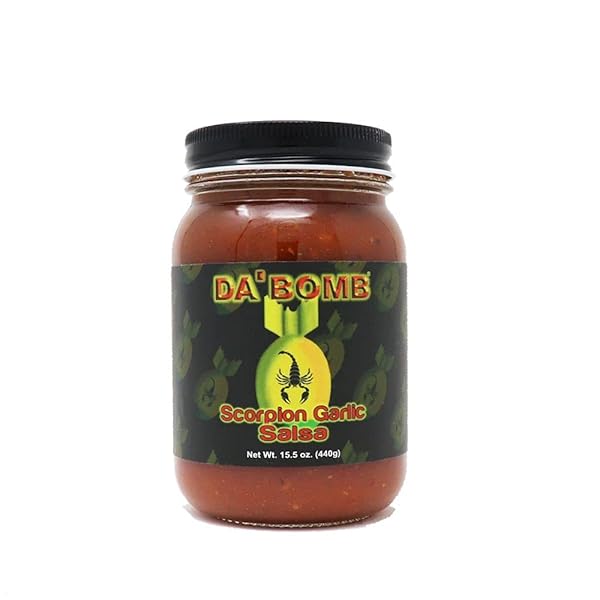 DA’BOMB – SCORPION GARLIC PEPPER SALSA – 15.5 OZ BOTTLES – MADE IN USA WITH HABANERO & JOLOKIA PEPPERS- NON-GMO, GLUTEN FREE, SUGAR FREE, KETO – PACK OF 1