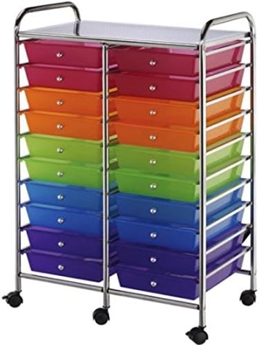 20 Pull Out Multicolored Storage Drawers Steel Frame Mobile Organizer