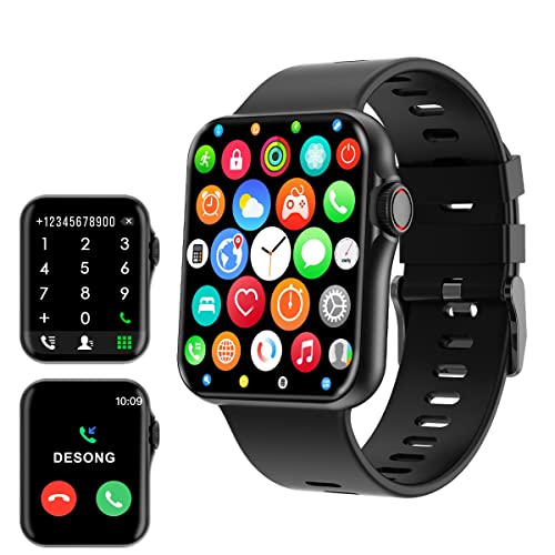 Desong Smart Watch(Answer/Make Calls), 1.7 inch Fitness Tracker,Smartwatch for Android iOS Phones,IP67 Waterproof Blood Pressure SpO2 Heart Rate Sleep Monitor for Women Men