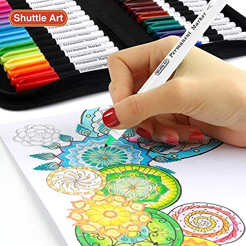 Shuttle Art Permanent Markers, 30 Assorted Colors Ultra Fine Point