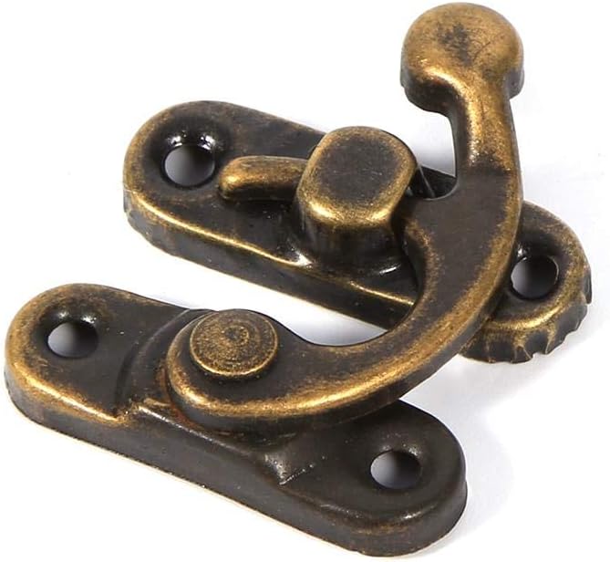 GOTOTOP 12PCS Antique Left Right Latch Hook Hasp Wood Jewelry Box Hasp Catch Decoration With 48 Screws(Left-Bronze) - Image 3