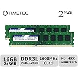 Timetec Hynix IC 16GB Kit (2x8GB) DDR3L 1600MHz PC3L-12800 Non ECC Unbuffered 1.35V/1.5V CL11 2Rx8 Dual Rank 240 Pin UDIMM Desktop Memory Ram Module Upgrade (16GB Kit (2x8GB))