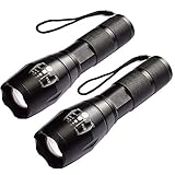 2 Pcs LED Tactical Flashlight, 1600 LM Ultra Bright - CREE XML T6 LED Taclight As Seen On Tv with 5 Light Modes and Adjustable Focus for Emergency Camping Hiking