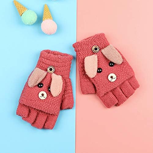 Kids Winter Fingerless Convertible Glove Boys Girls Warm Knit Mitten Children Student Thermal Half Finger Glove Toddler Hand Warmer for Running Riding Driving Ski Snow Gifts - Image 4