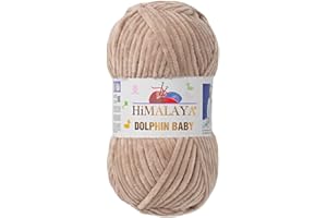 HIVEROOTS 1 Skein/Pack Himalaya Dolphin Baby Chenille Yarn, Each Ball 100 gr (3.5 oz), 120 m (132 Yards), 100% Polyester, Super Bulky Baby Blanket Velvet Amigurumi Yarn, 80317 - Beige