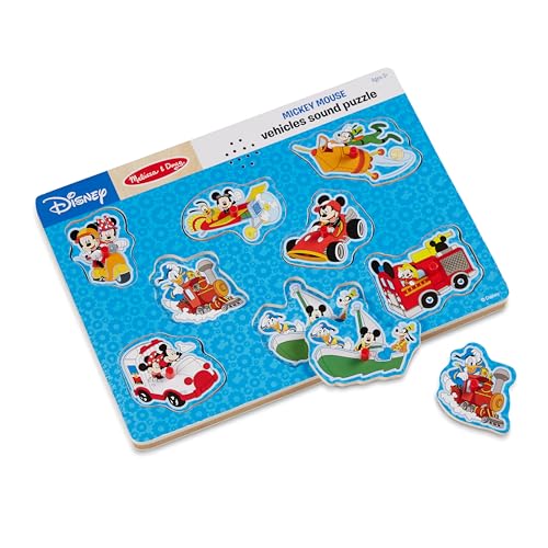Melissa & Doug Disney Mickey Mouse and Friends Vehicles Sound Puzzle (8 pcs)