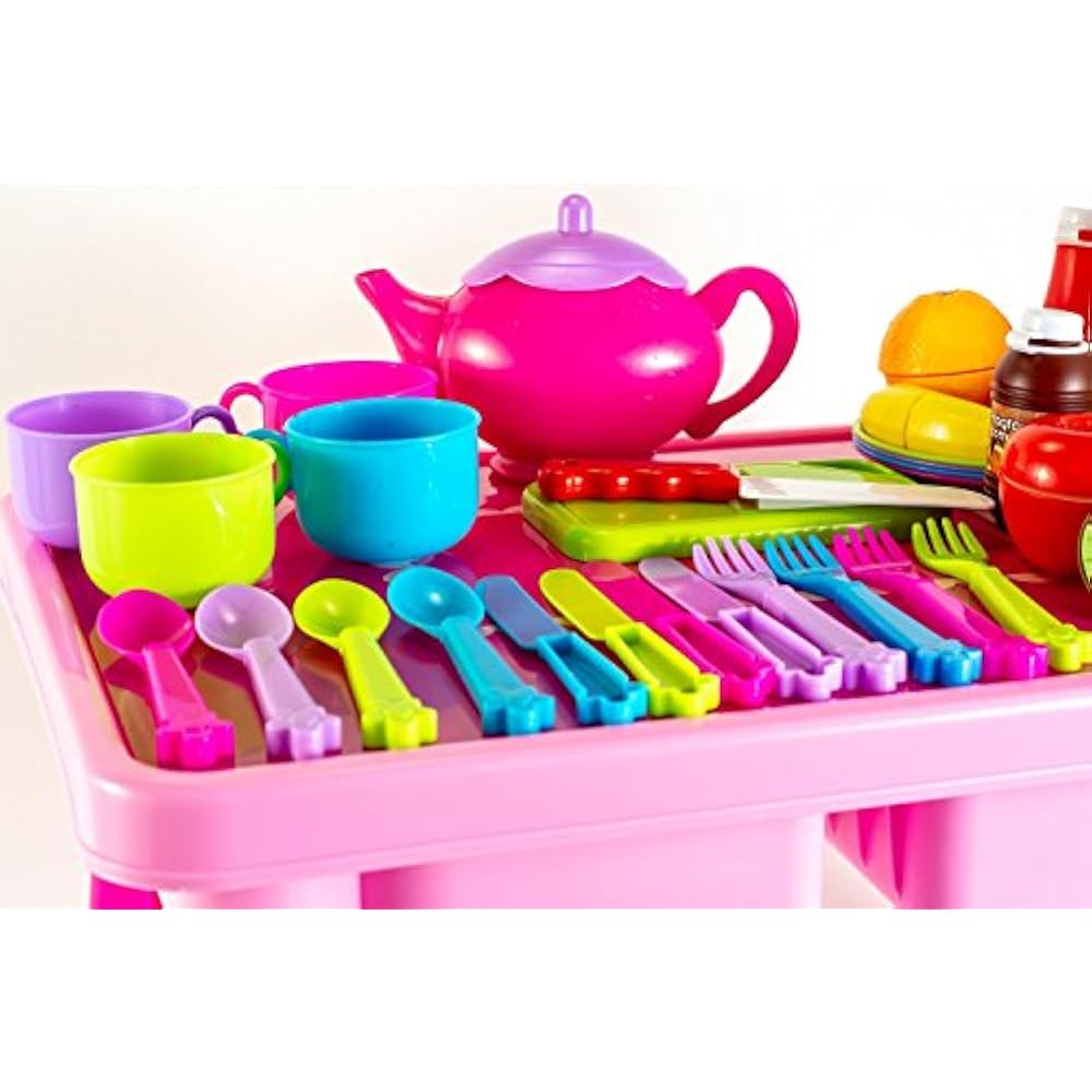 Play Food FUNERICA Pretend Table Toy Dishes Cuttable Fruits Tea Set