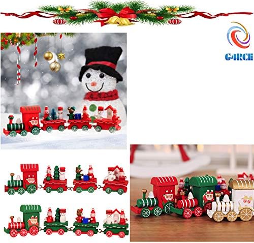G4RCE® Christmas Creative Wooden Train Under Tree Classic Express Train Set Traditional Mini Xmas Table Decoration Ornament Gift For Kids Toddler (Red)