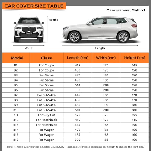 kayme Telo Outdoor Car Cover, Waterproof, Anti-UV, Windproof and Dustproof, with Cleaning Cloth, Compatible with BMW 5/6 Series, Mercedes Class E, Audi A6/A7 Etc. (Lowlin: 495 to 515 cm)
