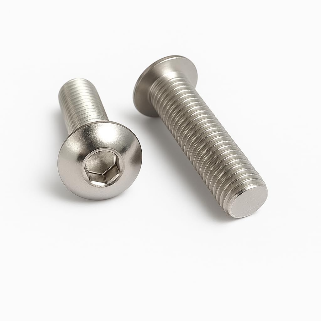 Rubigo M6 Bolts, M6 x 25mm Hex Socket Button Head Machine Bolts - DIN 933 Standard A2 304 Stainless Steel Hex Socket Cap Screws, Fully Threaded for Industrial,Indoor,Outdoor Use, Pack of 20
