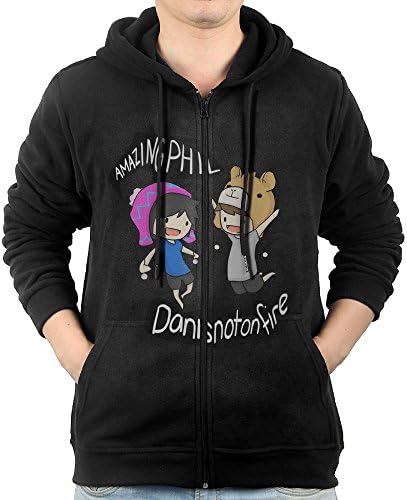 GGDDAA Men Dan And Game Phil Animated Pink Mountaineering Particular Hoodie Hoodies Casual Style XL Black