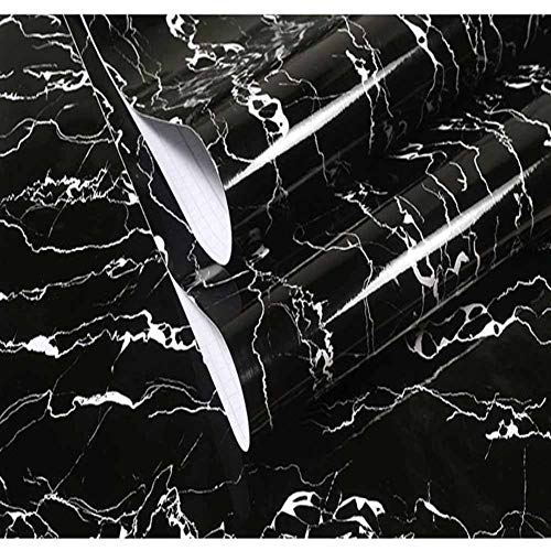 Black White Marble Contact Paper Backsplash Film Peel and Stick Countertops Vinyl Wallpaper Sticker Contact Paper Self-Adhesive Shelf Liner for Kitchen Wall Table Surface Decor 23.62"X393.7" Roll