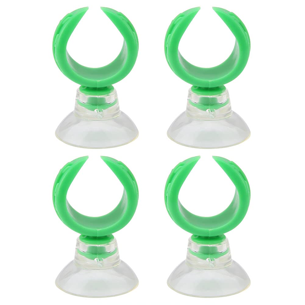 Pssopp Aquarium Fish Tank Hose Clamp with Suction Cup Clips for Air Tube Holders, 14.6mm Inner Diameter Green