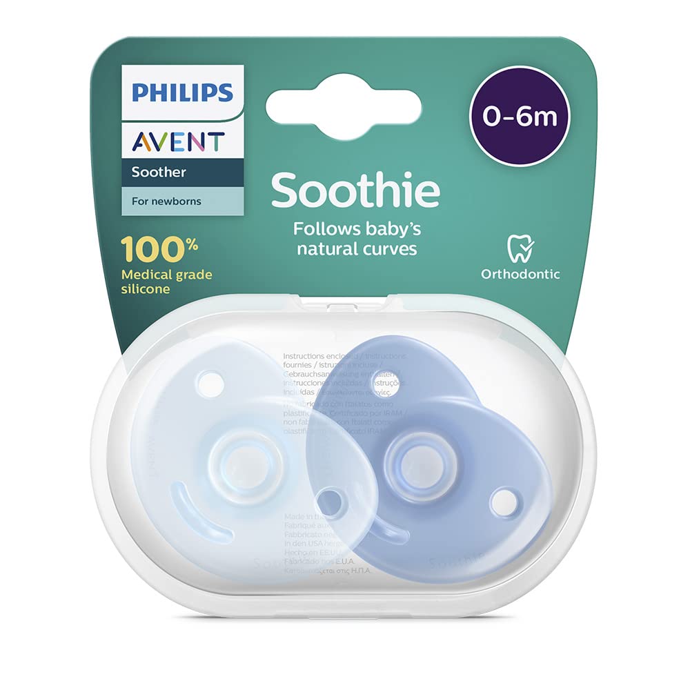 Philips Avent SCF099/21 Pack of 2 Soothers 0/3 Months - Blue/Light Blue
