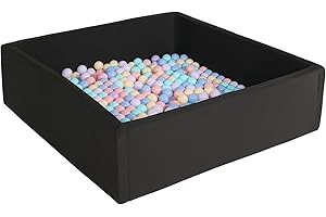 ENMOGO Extra Large Foam Ball Pit for Toddlers Kids Square Soft Ball Pool Ideal Gift Play Toy for Children (Black)