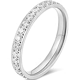 Jude Jewelers 3mm Stainless Steel Cubic Zircon Filled Stackable Eternity Wedding Band Ring