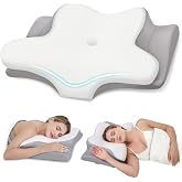 Missleep Cervical Neck Pillow, Memory Foam Pillows for Neck and Shoulder Pain Relief, White
