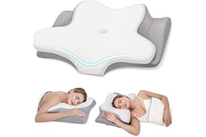 PAYHUIN Cervical Neck Pillow, Memory Foam Pillows for Neck and Shoulder Pain Relief, 2 Heights Ergonomic Pillow with Breathable Ice Silk Cover, Neck Support Pillow for Side Back Stomach Sleepers, Odorless