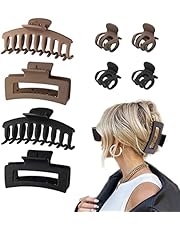 Large Hair Claw Clips & Mini Hair Clips, 8 PCS Non-Slip Hair Claws for Thick Thin Long Hair Big Small Hair Clips for Women Girls (2 Sizes, Black & Brown)