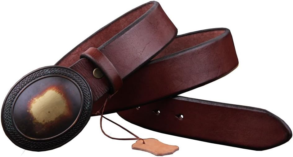Menschwear Mens Belt Full Genius Leather Steel Slide Buckle Adjustable 38MM