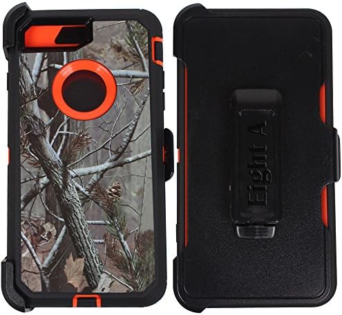Heavy Duty Impact Rugged with Built-in Screen Protector Camouflage Protective Case Cover with Clip for Apple iPhone 8 Plus(Orange-Tree-Camo)