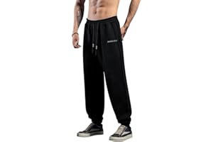 HHZ Men's Cotton Joggers Sweatpants Loose Baggy Gym Workout Yoga Lounge Pants with Elastic Bottom Straight Leg