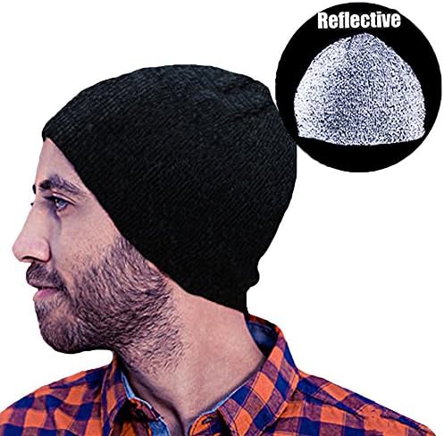 Vakabva Reflective Beanie Hat Enhanced Visibility Cold Weather Running Beanie Cap One Size