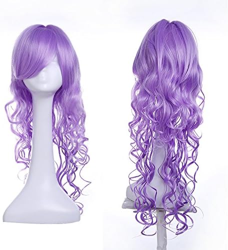 Prom wig Christmas Halloween Colorful Wig curls ,Adult children Fashionable curls Headdress (Light Purple)