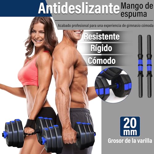 KIROGILY Mancuernas para Ejercicio 6 en 1, 20 kg para Pesas para Ejercicio en Casa– Mancuernas Ajustables Multifuncionales, Set de mancuernas y Peso, Kit de Pesas para ejercicio, Ideal para Fitness