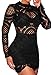 ZKESS Women's Long Sleeve Lace High Neck Party Club Mini Dress One Size Black