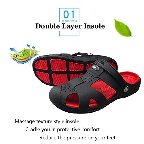 SOSUSHOE Womens and Mens Garden Clogs Mules Slip on Sandals for Outdoor Black - Thumbnail 2