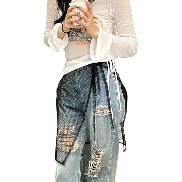 MODODO Women Korean Style Tie Up See Through Mesh Layering MODODO Women Korean Style Tie Up See Through Mesh Layering