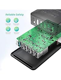 Cargador portátil de RAVPower con 6 puertos de carga rápida 3.0, 60 W, Negro