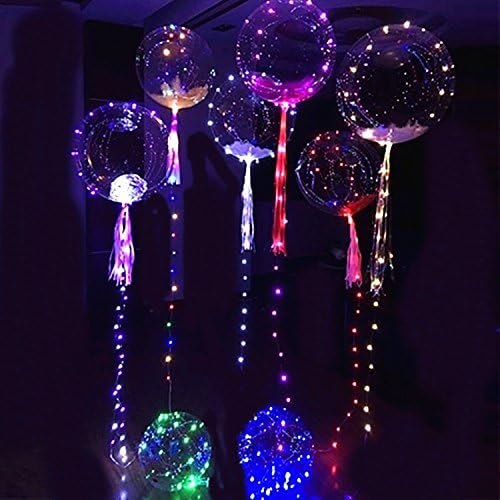 10 Pack LED Light Balloons Glow in the Dark Wave Ball Bubble Helium with 9.8 FT 30 LED light String for Party Christmas Bar Club Hanging Decorations (Pink)
